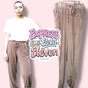 Express One Eleven Joggers Vintage Y2K Pink Mauve Velvet Scrunch Leg - Size M